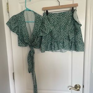 Shein Green Floral Set